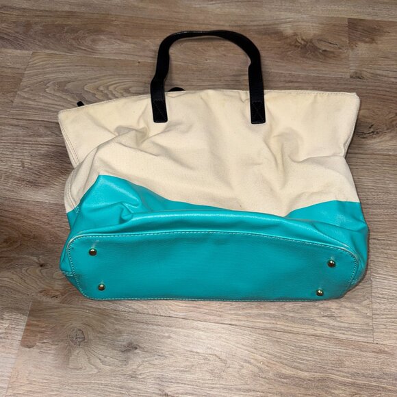 Kate Spade Tequila is Not My Friend Bacon Egg and Cheese Please Purse Tote Teal - Picture 10 of 16